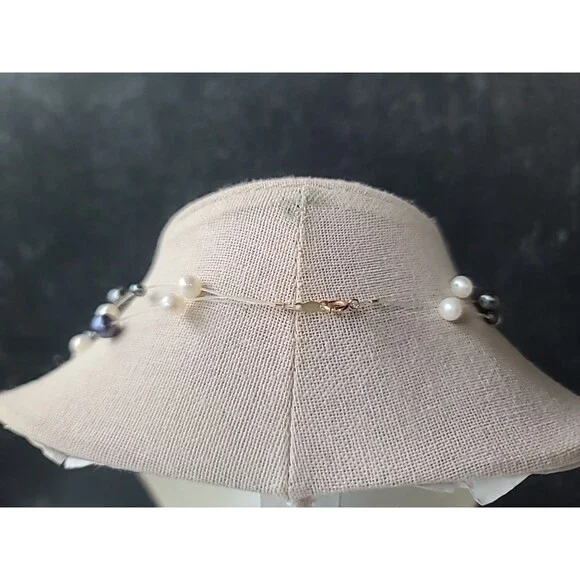 JCM 14KT Yellow Gold Clasp Three Strand Pearl Illusion Necklace Vintage - Picture 6 of 10